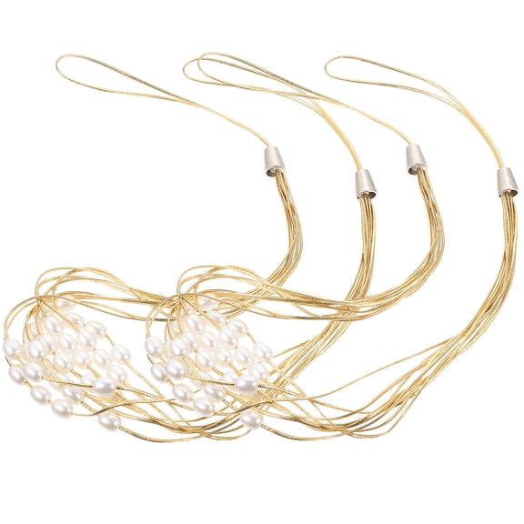 2 Pcs Pearl Tie Backs Gold Curtain Holder Rope Living Room Decoration