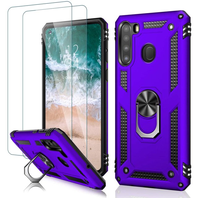 FYBTO Galaxy A21 Case with Screen Protector,Military Grade Heavy Duty Shockproof Cover Pass 16ft Drop Test with Magnetic Kickstand Protective Phone Case for Samsung Galaxy A21 Turquoise Color