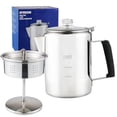 thumbnail image 1 of APOXCON Multi Use Percolator Coffee Pot Stainless Steel Stove Top Coffee Maker with Borosilicate Glass Knob Silica Handle Camping Coffee Pot Using on Campfire Stove and Induction Cooker Silver 9 Cup, 1 of 5