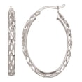 thumbnail image 1 of Sterling Silver 30mm X 20mm Oval Filigree Hoop Earrings, 1 of 1