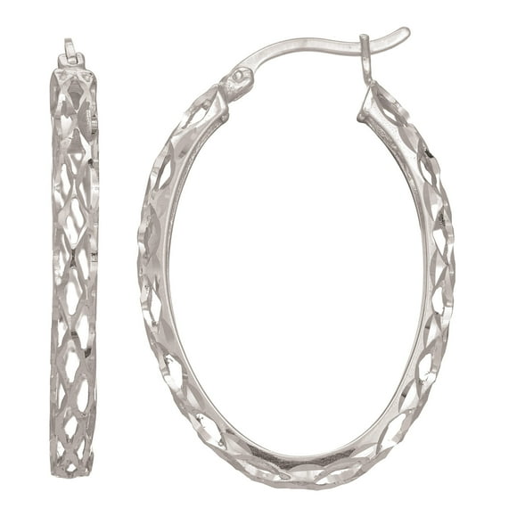 Boucles d'Oreilles Ovales en Argent Sterling 30mm X 20mm Filigrane