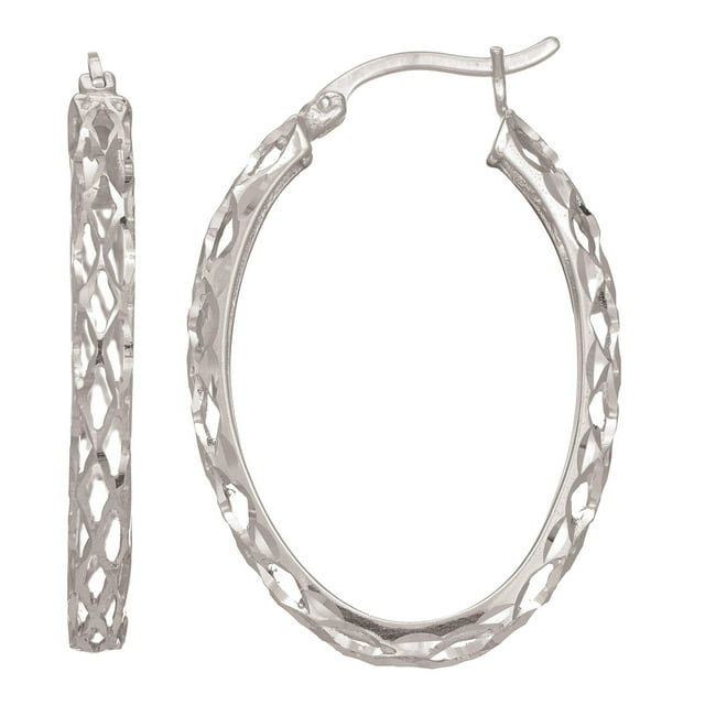 Boucles d'Oreilles Ovales en Argent Sterling 30mm X 20mm Filigrane