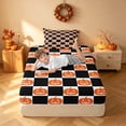 thumbnail image 5 of Homewish Pumpkin Plaid Twin Sheets, Happy Halloween Bedding, Black Orange White, 3 Pieces (1 Flat Sheet, 1 Fitted Sheet and 1 Pillowcase), 5 of 6