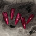 thumbnail image 3 of Halloween Press on Nails, Medium Almond Fake Nails, Full Cover False Nails with Designs, Acrylic Artificial Nails for Women Girls 24Pcs, 3 of 5