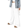 thumbnail image 3 of Women'S Fleece Lined Sweatpants Foldover Waistband Drawstring Wide Leg Sweat Pants Fashion Lounge Pants With Pockets, 3 of 8
