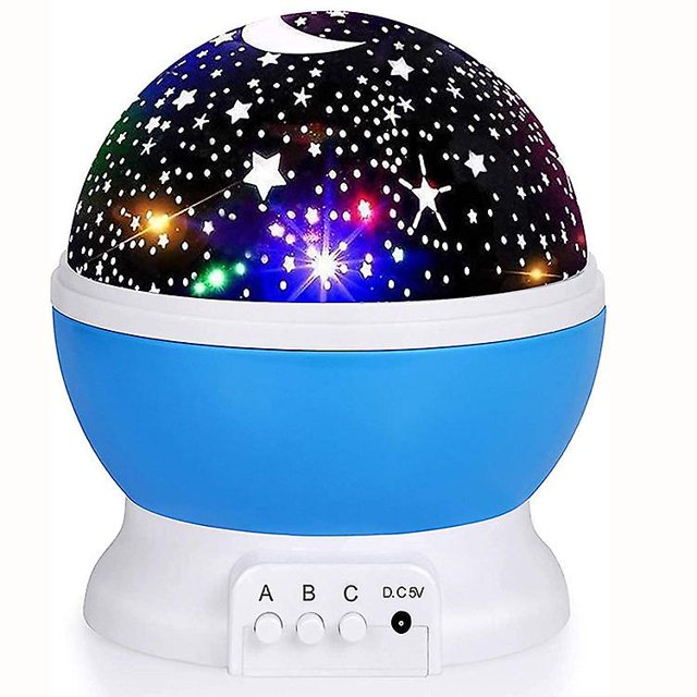 Luz de noche para niños Luz de proyección Rotación 360 Estrella romántica Luz de noche para bebés Lámpara de noche Luz de estado de ánimo (azul). Afortunado Sencillez