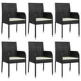 thumbnail image 2 of vidaXL 7 Piece Garden Dining Set with Cushions Black Poly Rattan, 2 of 5
