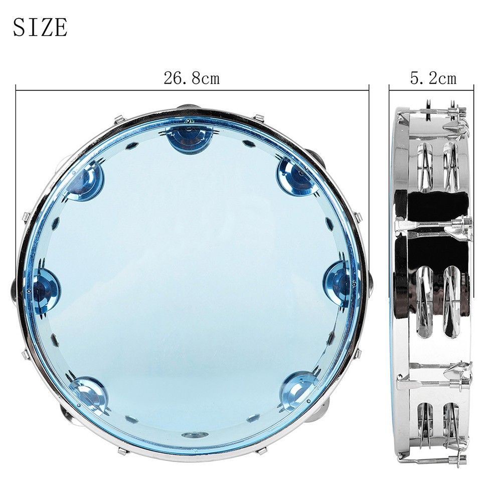 10Inch Handheld Tambourine Double Row Jingles Hand Held Percussion Gift Party