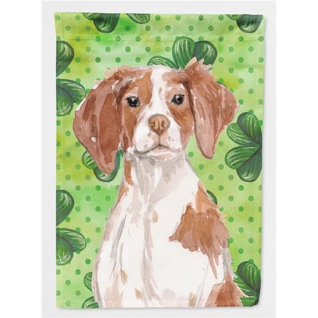 Carolines Treasures BB9539GF Brittany Spaniel St.Patricks Flag Garden Size