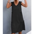 thumbnail image 5 of Vestido sin mangas Crtynell con cuello en V ribete de volantes poliéster Suelto corto para mujer, 5 of 5
