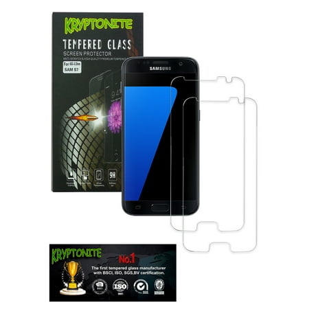KRYPTONITE Samsung Galaxy S7 Tempered Glass Screen Protector (2 Pack) - 2.5D Round Edge, 9H Hardness, Retail