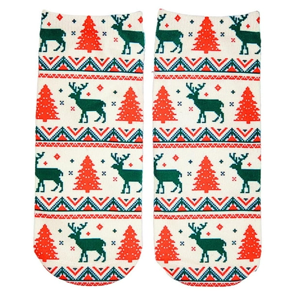 Fashion Low Crew Calcetines Chrismas Short Calcetín Transpirable para Niñas Hombres Ciervo de navidad Macarena calcetines de dibujos animados para mujer