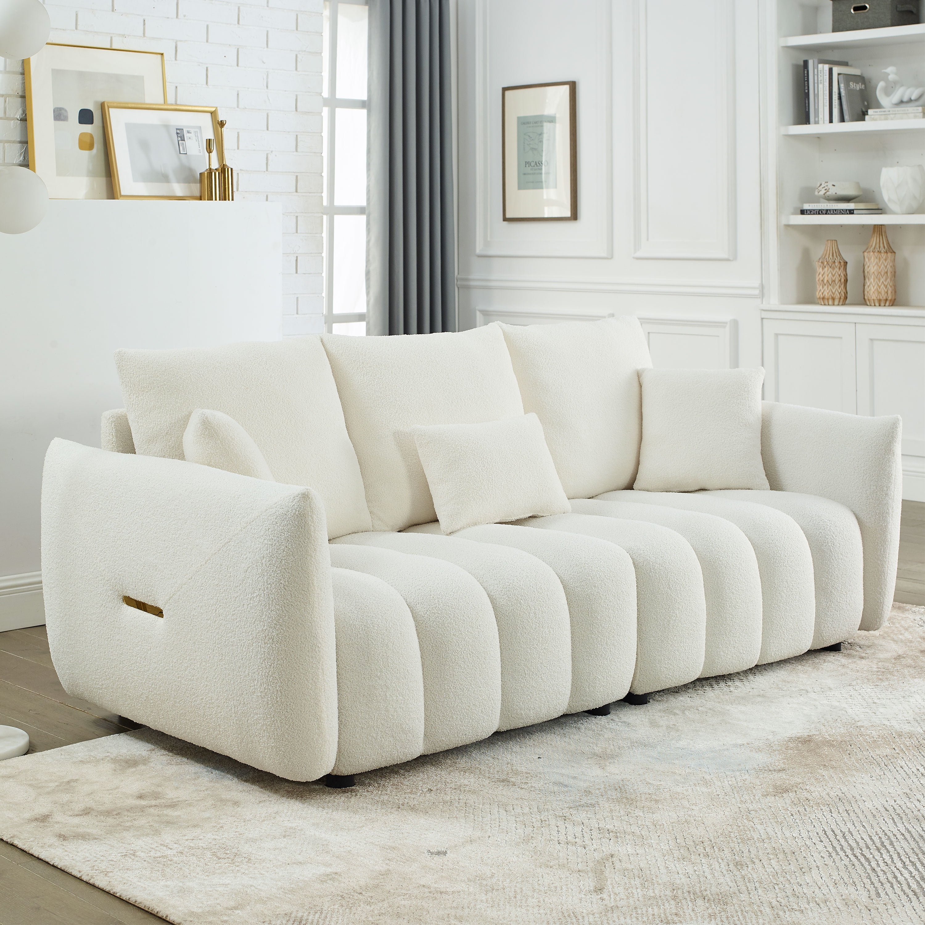 Glam Fabric Upholstered Solid Wood Frame 82.7