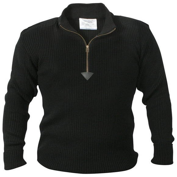 Rothco Quarter Zip Acrylic Commando Sweater - Black, X-Large