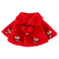 thumbnail image 3 of SILVERCELL Girl's Solid Color Thickened Lapel Collar Short Cape Winter Fuzzy Fluffy Shawl Coat for 0-48M Infant Toddler, 3 of 4