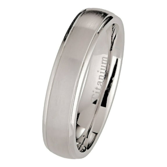 Metals Jewelry Men's / Women's 5mm Brushed Polished Titanium Wedding Ring Comfort Fit Band Size 10.5