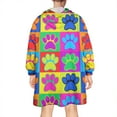 thumbnail image 2 of Colorful Dog Paw Footprint Wearable Oversized Blanket,Wearable Blanket Hoodie for Adults,Cozy Hooded Blankets with Super Pockets,Super Warm Fuzzy Pullover for Women & Men, 2 of 6