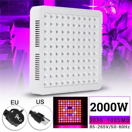 2000W LED Plant Grow Light 100 LED Hydroponic Full Spectrum For Indoor Plants Veg and Flower Greenhouse 85V-265V With Rope Hanger and Power