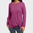 thumbnail image 2 of Womens Shirts Tshirts Long Sleeve Womens Workout Tops Fall Loose Cotton Blend Wearing Daily Blouses Dressy Casual Hot Pink M, 2 of 8