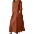thumbnail image 3 of ZANZEA Women 3/4 Sleeved O-Neck Solid Colors Maxi Dress Baggy Kaftan Dresses, 3 of 4