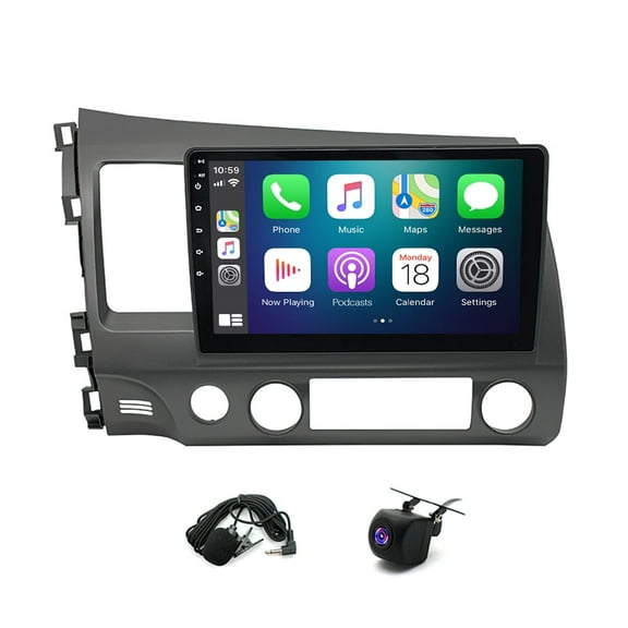Zcargel 4 64GB Android 13 Car Stereo for Honda Civic 2006-2011, 10-inch IPS Touchscreen with Wireless CarPlay Android Auto, GPS, WiFi, Bluetooth, FM/RDS, SWC