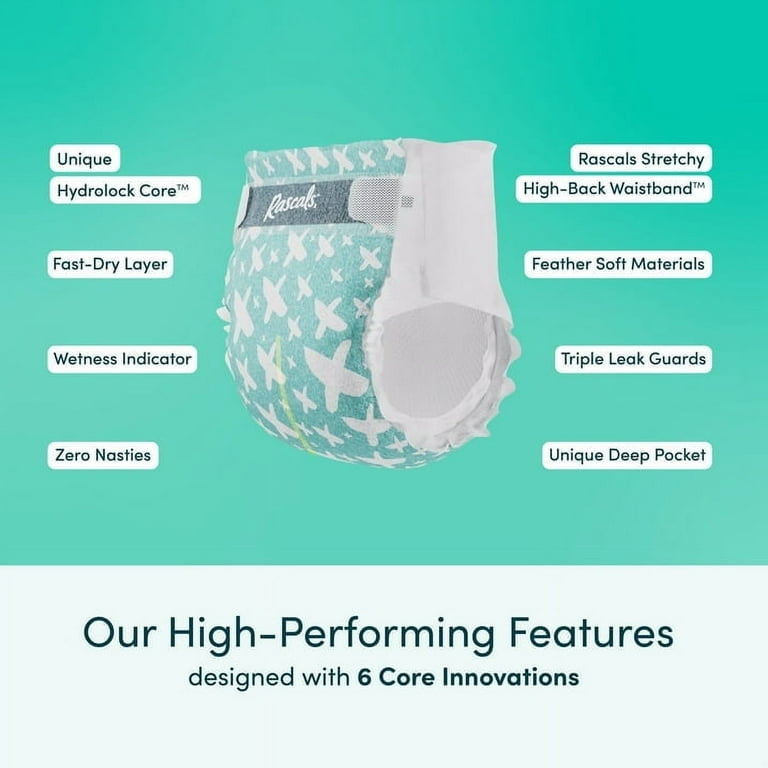 Rascals Premium Absorbent Baby Diapers Size 1, 76 Count - Walmart.com