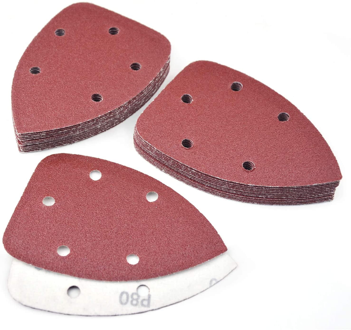 Detail Sander Sandpaper 30Pcs 5Hole 80 Grit Aluminum Oxide Mouse