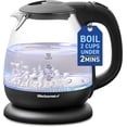 thumbnail image 1 of FANZC-EKT1001 Electric BPA-Free Glass Kettle, Cordless 360° Base, Stylish Blue LED Interior, Handy Auto Shut-Off Function – Quickly Boil Water For Tea & More, Black, 1L, 1 of 4