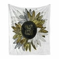 thumbnail image 1 of Enjoy the Little Things Soft Flannel Fleece Throw Blanket, Floral Bouquet with Inspirational Message Positivity, Cozy Plush for Indoor and Outdoor Use, 50" x 70", Yellow Off White Black, by Ambesonne, 1 of 6