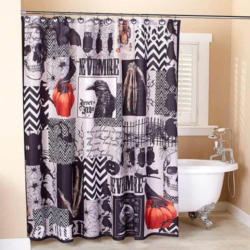 The Lakeside Collection Nevermore, Haunted Mansion Wallpaper Shower Curtain