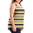 thumbnail image 4 of Tank Tops for Women Striped Oversize Tank Top with Crew Neck Sleeveless Womens Tops 4 Way Stretch Spaghetti Straps Basic Essentials Beach Summer Vacation Plus Size L-5XL, 4 of 7