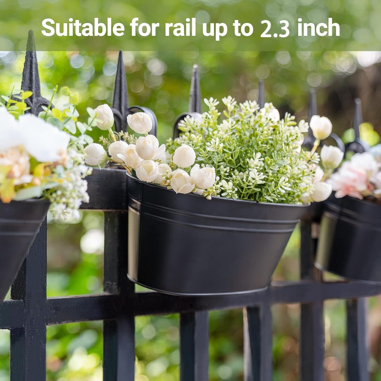 Metal Hanging Flower Pot Indoor Set of 3,Bexikou Metal Iron Hanging Planters for Outdoor Plants,Indoor Outdoor Hanging Plant Pot Decor,Flower Plant Holder with Hooks and Drainage Hole