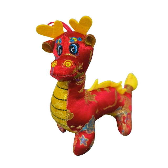 Embroidered Dragon Plush Doll (20cm) - Festive 2024 New Year Stuffed Mascot Gift