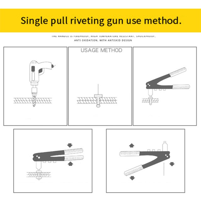 Pistola remachadora, juego de herramientas remachadoras de acero al carbono de un solo tirón para bricolaje