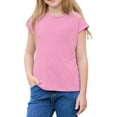 thumbnail image 2 of Cap Sleeve Summer Kids Solid Color Casual Shirt Girls Children Crewneck Simple Shirt Tops for 5-14 Years, 2 of 4