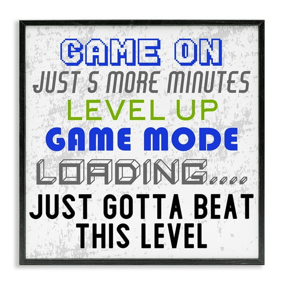 Stupell Industries Game Mode Phrases Entertainment Painting Black Framed Art Print Wall Art, 12 x 12