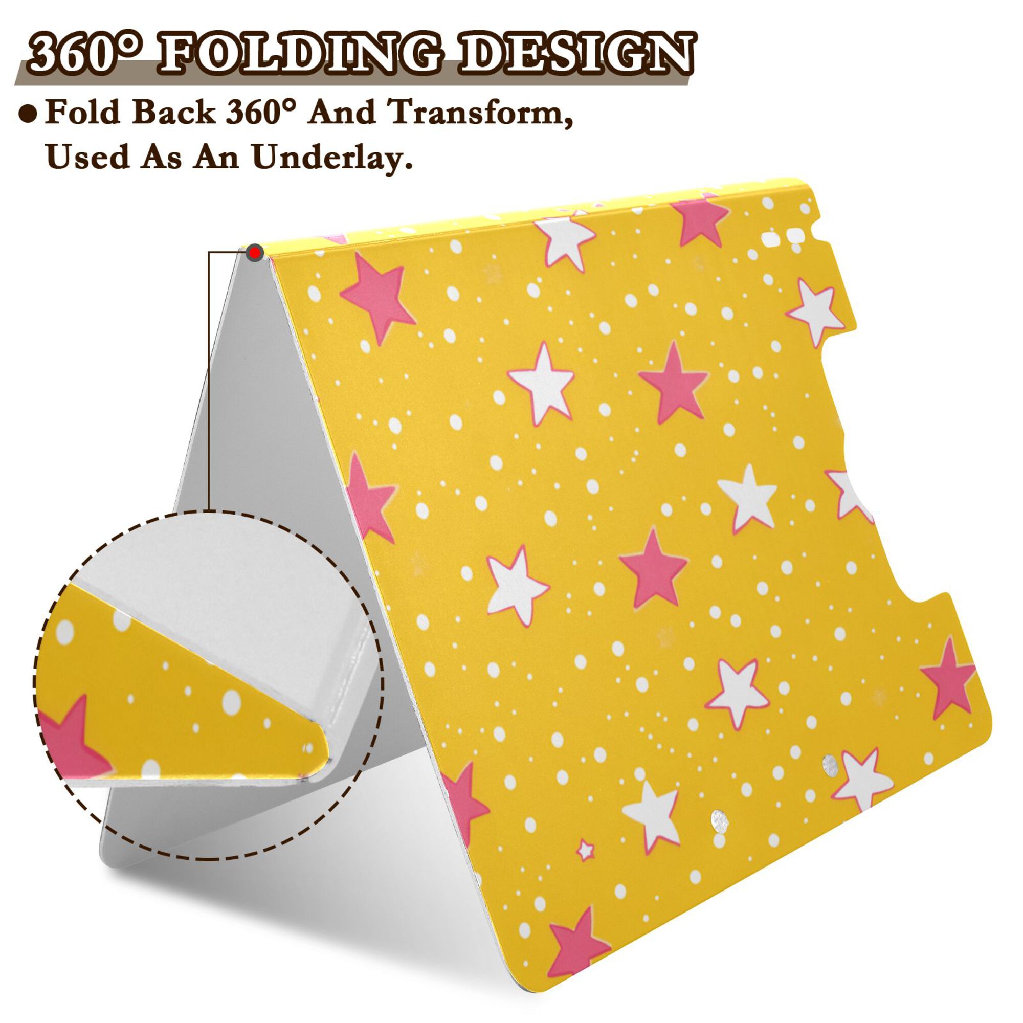 FORMRS A4 Clipboard Folder with Pen Holder Horizontal Foldable School Office Binder, White Stars