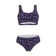 thumbnail image 7 of Pofeuu Lavender Flowers Print Womens Bathing Suits Modest High Waisted Bikini Sets Cute Halter 2 Piece Swim Suit, 7 of 7