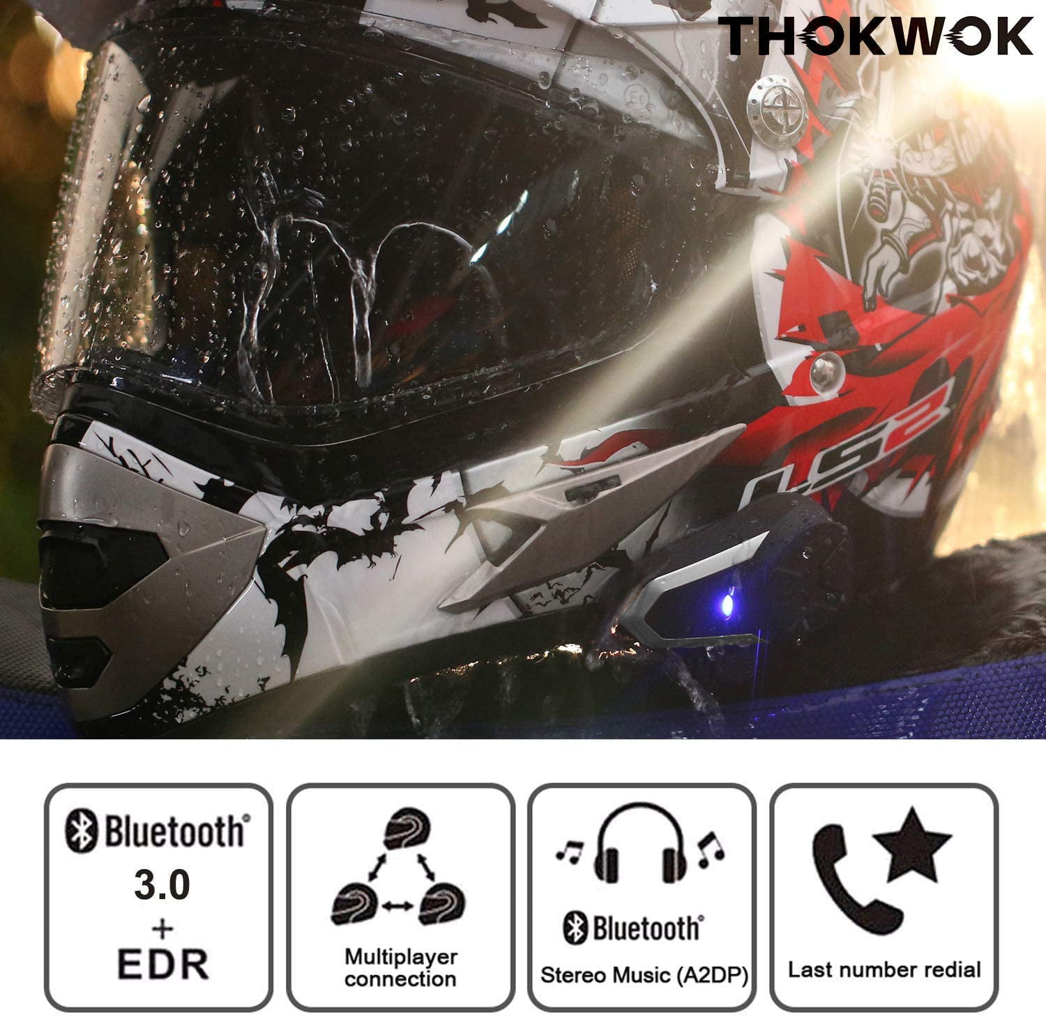 2X 1000M Motorcycle Intercom Motorbike Helmet Interphone Bluetooth Headset BT-S3 