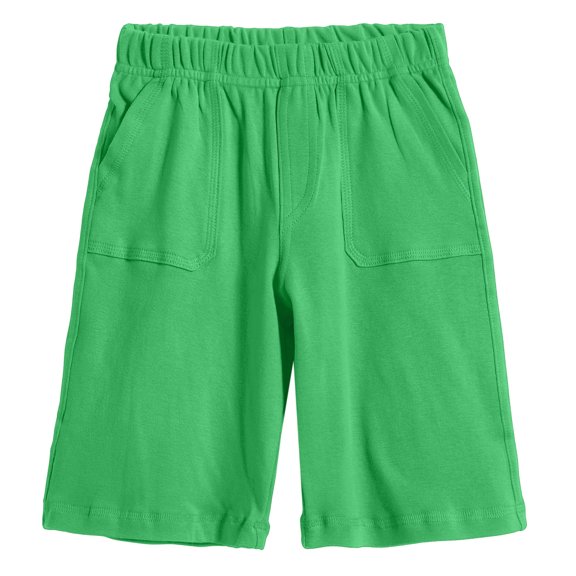 Made in USA Boys Soft Cotton UPF 50  3 -Pocket Jersey Shorts | Elf Green