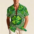 thumbnail image 2 of hlysgo St Patricks Day Shirts for Men Button Down Short Sleeve Shamrock Printed Tshirts Funny St Patty's Day Irish Shamrock Graphic Shirt Green L, 2 of 8