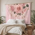 thumbnail image 3 of Pink Roses Romantic Large Tapestry for Bedroom Wall Hanging Tapestry, Watercolor Botanical Floral Ceiling Backdrop Tapestries Poster Blanket Wall Decor for Teens Room Living Room Dorm 86" x 104", 3 of 8