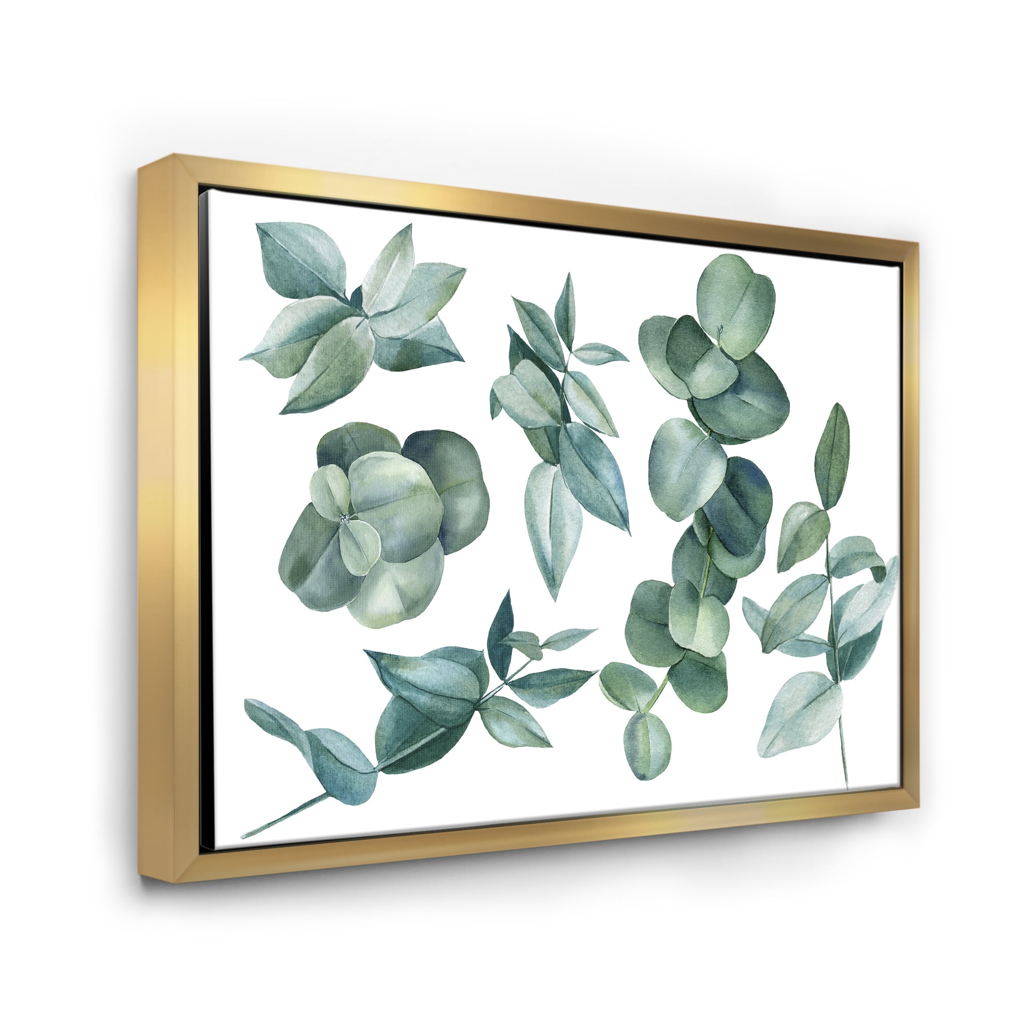 Eucalyptus Leaves In Dark Green 32 in x 24 in Framed Painting Canvas Art Print, by Designart
