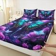 thumbnail image 3 of Feelyou Gothic Skeleton Skull Queen Sheet Sets, Hippie Blue Butterfly Flat Sheet, Romantic Rose Flower Queen Fitted Sheet, Super Cozy Room Decor, 4pcs, 3 of 7