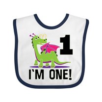 Inktastic First Birthday Girl Dragon Girls Baby Bib