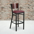 thumbnail image 2 of Flash Furniture 2 Pk. HERCULES Series Black Cutout Back Metal Restaurant Barstool - Mahogany Wood Back, Burgundy Vinyl Seat, 2 of 8