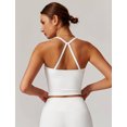thumbnail image 2 of IBTOM CASTLE Tank Top Built in Bra for Women - Sports Yoga Workout Tops Crop Halter Neck Womens Padded Sport Back Bras Cami White, 2 of 7