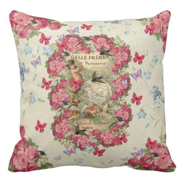 Funda de almohada Francesa ABPHQTO Floral Vintage Rosas Rosadas 40x40 cm