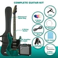 thumbnail image 2 of MUSTAR 39 Inch Full Size Solid Wood Electric Guitar Kit Beginner Gift with 25W Amplifier Gig Bag,Capo,Strap,Cable,Picks(Green), 2 of 17