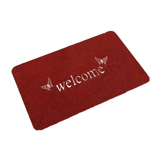 kurtrusly Tapis d'Entrée Attrape-Saleté avec Performance d'Absorption d'Eau Super Forte Matériaux Polyester Tapis de Porte Antidérapant Tapis d'Entrée Papillons Rouge Foncé 1 Ensemble